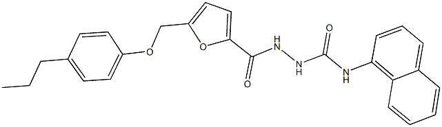 N-(1-naphthyl)-2-{5-[(4-propylphenoxy)methyl]-2-furoyl}hydrazinecarboxamide Struktur