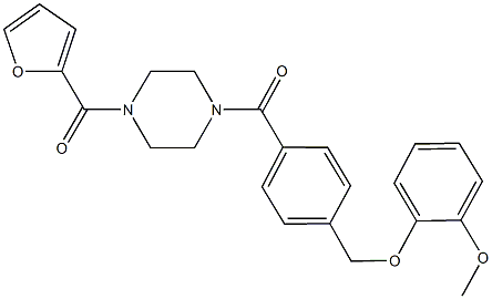 1-(2-furoyl)-4-{4-[(2-methoxyphenoxy)methyl]benzoyl}piperazine Struktur