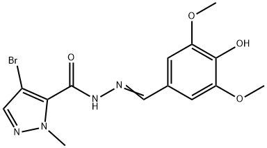 4-bromo-N'-(4-hydroxy-3,5-dimethoxybenzylidene)-1-methyl-1H-pyrazole-5-carbohydrazide Struktur