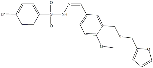 4-bromo-N'-(3-{[(2-furylmethyl)sulfanyl]methyl}-4-methoxybenzylidene)benzenesulfonohydrazide Struktur