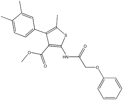 methyl 4-(3,4-dimethylphenyl)-5-methyl-2-[(phenoxyacetyl)amino]-3-thiophenecarboxylate Struktur