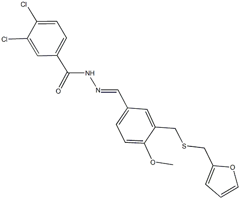 3,4-dichloro-N'-(3-{[(2-furylmethyl)sulfanyl]methyl}-4-methoxybenzylidene)benzohydrazide Struktur