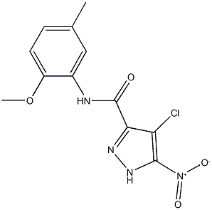 4-chloro-5-nitro-N-(2-methoxy-5-methylphenyl)-1H-pyrazole-3-carboxamide Struktur