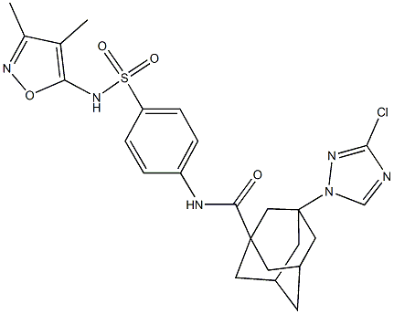 3-(3-chloro-1H-1,2,4-triazol-1-yl)-N-(4-{[(3,4-dimethyl-5-isoxazolyl)amino]sulfonyl}phenyl)-1-adamantanecarboxamide Struktur