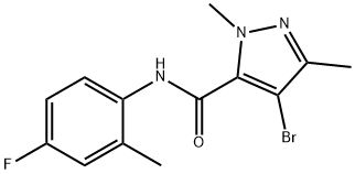 4-bromo-N-(4-fluoro-2-methylphenyl)-1,3-dimethyl-1H-pyrazole-5-carboxamide Struktur