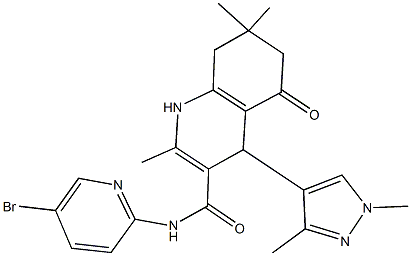 N-(5-bromo-2-pyridinyl)-4-(1,3-dimethyl-1H-pyrazol-4-yl)-2,7,7-trimethyl-5-oxo-1,4,5,6,7,8-hexahydro-3-quinolinecarboxamide Struktur