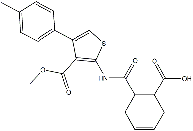 6-({[3-(methoxycarbonyl)-4-(4-methylphenyl)-2-thienyl]amino}carbonyl)-3-cyclohexene-1-carboxylic acid Struktur