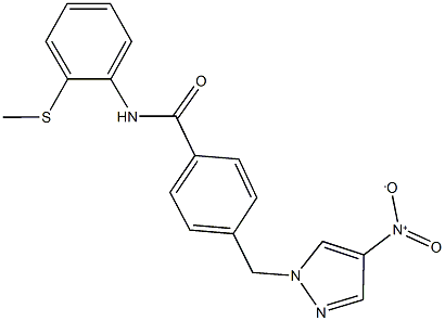 4-({4-nitro-1H-pyrazol-1-yl}methyl)-N-[2-(methylsulfanyl)phenyl]benzamide Struktur