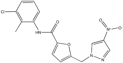 N-(3-chloro-2-methylphenyl)-5-({4-nitro-1H-pyrazol-1-yl}methyl)-2-furamide Struktur