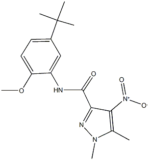 N-(5-tert-butyl-2-methoxyphenyl)-4-nitro-1,5-dimethyl-1H-pyrazole-3-carboxamide Struktur