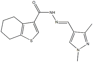 N'-[(1,3-dimethyl-1H-pyrazol-4-yl)methylene]-4,5,6,7-tetrahydro-1-benzothiophene-3-carbohydrazide Struktur