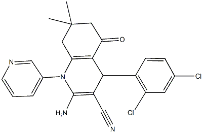 2-amino-4-(2,4-dichlorophenyl)-7,7-dimethyl-5-oxo-1-(3-pyridinyl)-1,4,5,6,7,8-hexahydro-3-quinolinecarbonitrile Struktur