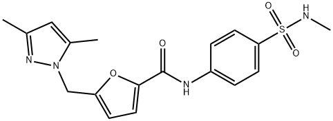 5-[(3,5-dimethyl-1H-pyrazol-1-yl)methyl]-N-{4-[(methylamino)sulfonyl]phenyl}-2-furamide Struktur