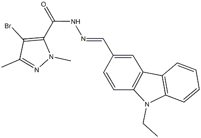 4-bromo-N'-[(9-ethyl-9H-carbazol-3-yl)methylene]-1,3-dimethyl-1H-pyrazole-5-carbohydrazide Struktur