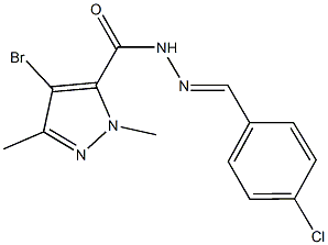 4-bromo-N'-(4-chlorobenzylidene)-1,3-dimethyl-1H-pyrazole-5-carbohydrazide Struktur