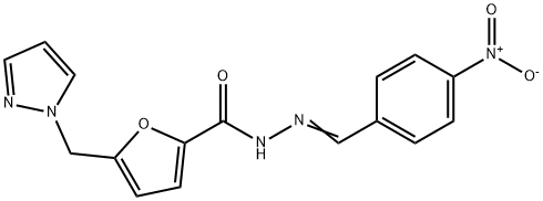 N'-{4-nitrobenzylidene}-5-(1H-pyrazol-1-ylmethyl)-2-furohydrazide Struktur