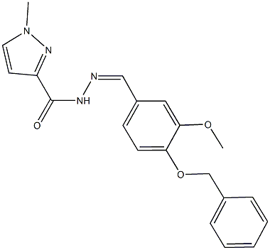 N'-[4-(benzyloxy)-3-methoxybenzylidene]-1-methyl-1H-pyrazole-3-carbohydrazide Struktur