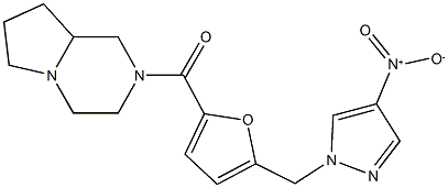 2-[5-({4-nitro-1H-pyrazol-1-yl}methyl)-2-furoyl]octahydropyrrolo[1,2-a]pyrazine Struktur