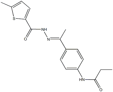 N-(4-{N-[(5-methyl-2-thienyl)carbonyl]ethanehydrazonoyl}phenyl)propanamide Struktur