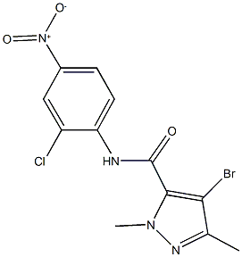 4-bromo-N-{2-chloro-4-nitrophenyl}-1,3-dimethyl-1H-pyrazole-5-carboxamide Struktur