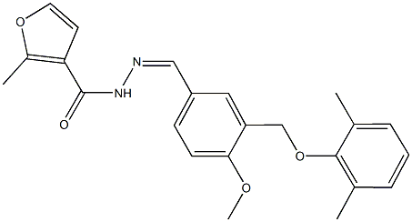 N'-{3-[(2,6-dimethylphenoxy)methyl]-4-methoxybenzylidene}-2-methyl-3-furohydrazide Struktur