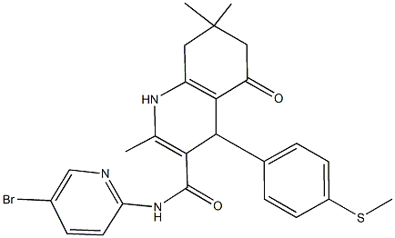 N-(5-bromo-2-pyridinyl)-2,7,7-trimethyl-4-[4-(methylsulfanyl)phenyl]-5-oxo-1,4,5,6,7,8-hexahydro-3-quinolinecarboxamide Struktur