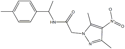 2-{4-nitro-3,5-dimethyl-1H-pyrazol-1-yl}-N-[1-(4-methylphenyl)ethyl]acetamide Struktur