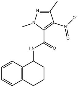 4-nitro-1,3-dimethyl-N-(1,2,3,4-tetrahydro-1-naphthalenyl)-1H-pyrazole-5-carboxamide Struktur