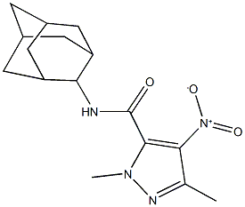 N-(2-adamantyl)-4-nitro-1,3-dimethyl-1H-pyrazole-5-carboxamide Struktur