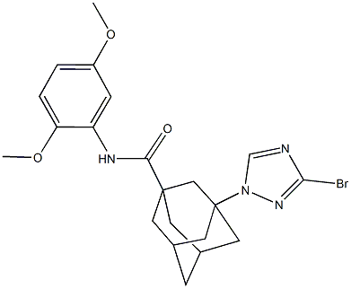 3-(3-bromo-1H-1,2,4-triazol-1-yl)-N-(2,5-dimethoxyphenyl)-1-adamantanecarboxamide Struktur