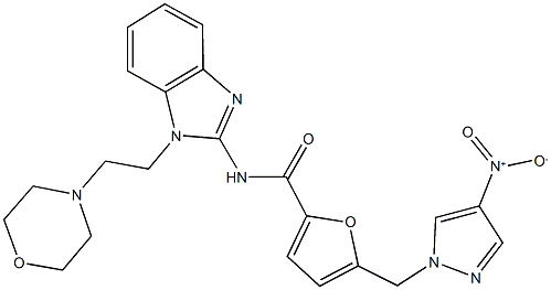 5-({4-nitro-1H-pyrazol-1-yl}methyl)-N-{1-[2-(4-morpholinyl)ethyl]-1H-benzimidazol-2-yl}-2-furamide Struktur