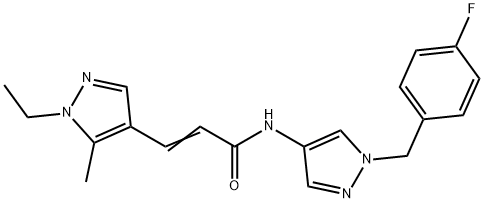 3-(1-ethyl-5-methyl-1H-pyrazol-4-yl)-N-[1-(4-fluorobenzyl)-1H-pyrazol-4-yl]acrylamide Struktur