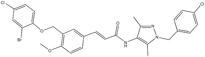 3-{3-[(2-bromo-4-chlorophenoxy)methyl]-4-methoxyphenyl}-N-[1-(4-chlorobenzyl)-3,5-dimethyl-1H-pyrazol-4-yl]acrylamide Struktur