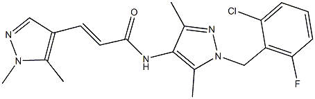 N-[1-(2-chloro-6-fluorobenzyl)-3,5-dimethyl-1H-pyrazol-4-yl]-3-(1,5-dimethyl-1H-pyrazol-4-yl)acrylamide Struktur