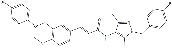 3-{3-[(4-bromophenoxy)methyl]-4-methoxyphenyl}-N-[1-(4-fluorobenzyl)-3,5-dimethyl-1H-pyrazol-4-yl]acrylamide Struktur