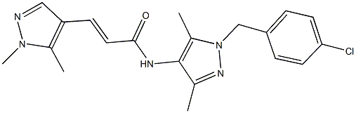 N-[1-(4-chlorobenzyl)-3,5-dimethyl-1H-pyrazol-4-yl]-3-(1,5-dimethyl-1H-pyrazol-4-yl)acrylamide Struktur