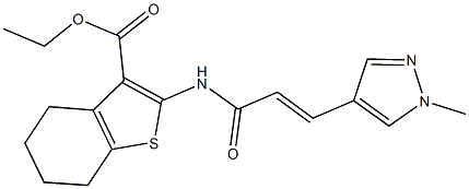 ethyl 2-{[3-(1-methyl-1H-pyrazol-4-yl)acryloyl]amino}-4,5,6,7-tetrahydro-1-benzothiophene-3-carboxylate Struktur