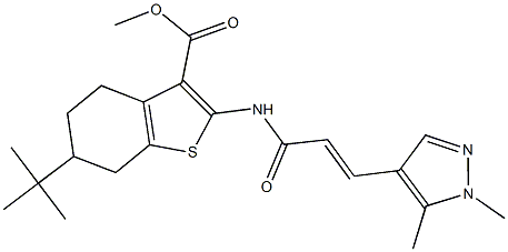 methyl 6-tert-butyl-2-{[3-(1,5-dimethyl-1H-pyrazol-4-yl)acryloyl]amino}-4,5,6,7-tetrahydro-1-benzothiophene-3-carboxylate Struktur