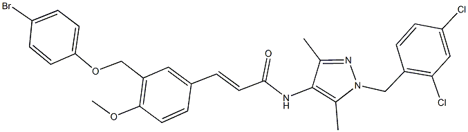 3-{3-[(4-bromophenoxy)methyl]-4-methoxyphenyl}-N-[1-(2,4-dichlorobenzyl)-3,5-dimethyl-1H-pyrazol-4-yl]acrylamide Struktur