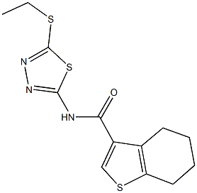 N-[5-(ethylsulfanyl)-1,3,4-thiadiazol-2-yl]-4,5,6,7-tetrahydro-1-benzothiophene-3-carboxamide Struktur