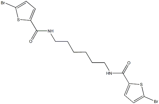 5-bromo-N-(6-{[(5-bromo-2-thienyl)carbonyl]amino}hexyl)-2-thiophenecarboxamide Struktur