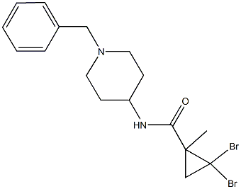 N-(1-benzyl-4-piperidinyl)-2,2-dibromo-1-methylcyclopropanecarboxamide Struktur