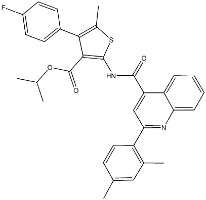 isopropyl 2-({[2-(2,4-dimethylphenyl)-4-quinolinyl]carbonyl}amino)-4-(4-fluorophenyl)-5-methyl-3-thiophenecarboxylate Struktur