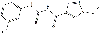 N-[(1-ethyl-1H-pyrazol-4-yl)carbonyl]-N'-(3-hydroxyphenyl)thiourea Struktur