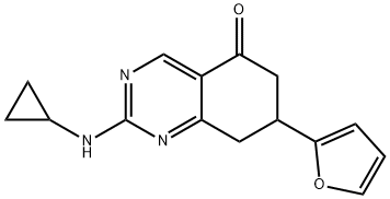 2-(cyclopropylamino)-7-(2-furyl)-7,8-dihydro-5(6H)-quinazolinone Struktur