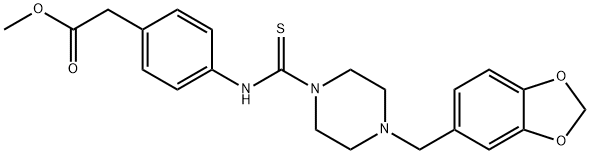 methyl [4-({[4-(1,3-benzodioxol-5-ylmethyl)-1-piperazinyl]carbothioyl}amino)phenyl]acetate Struktur