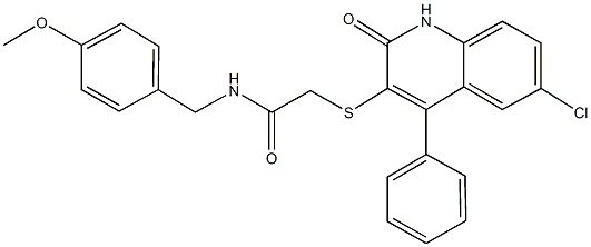 2-[(6-chloro-2-oxo-4-phenyl-1,2-dihydro-3-quinolinyl)sulfanyl]-N-(4-methoxybenzyl)acetamide Struktur