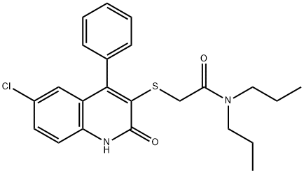 2-[(6-chloro-2-oxo-4-phenyl-1,2-dihydro-3-quinolinyl)sulfanyl]-N,N-dipropylacetamide Struktur