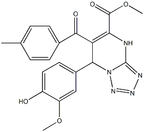 methyl 7-(4-hydroxy-3-methoxyphenyl)-6-(4-methylbenzoyl)-4,7-dihydrotetraazolo[1,5-a]pyrimidine-5-carboxylate Struktur