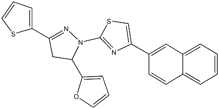 2-[5-(2-furyl)-3-(2-thienyl)-4,5-dihydro-1H-pyrazol-1-yl]-4-(2-naphthyl)-1,3-thiazole Struktur